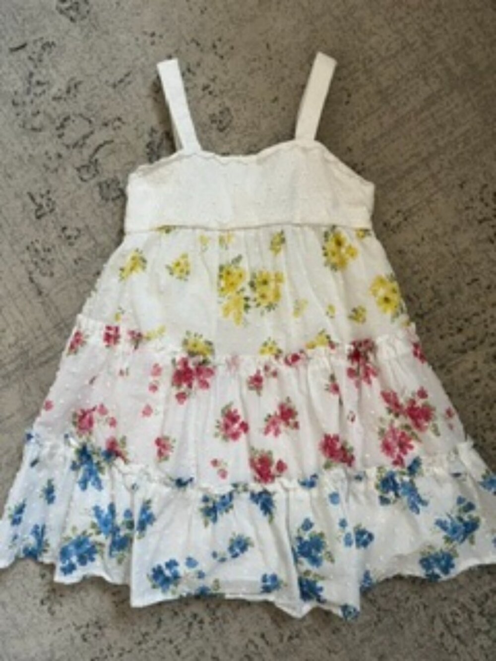 🧡3/$15  Zunie Yellow Pink Blue Floral Tiered Dress Girls 5